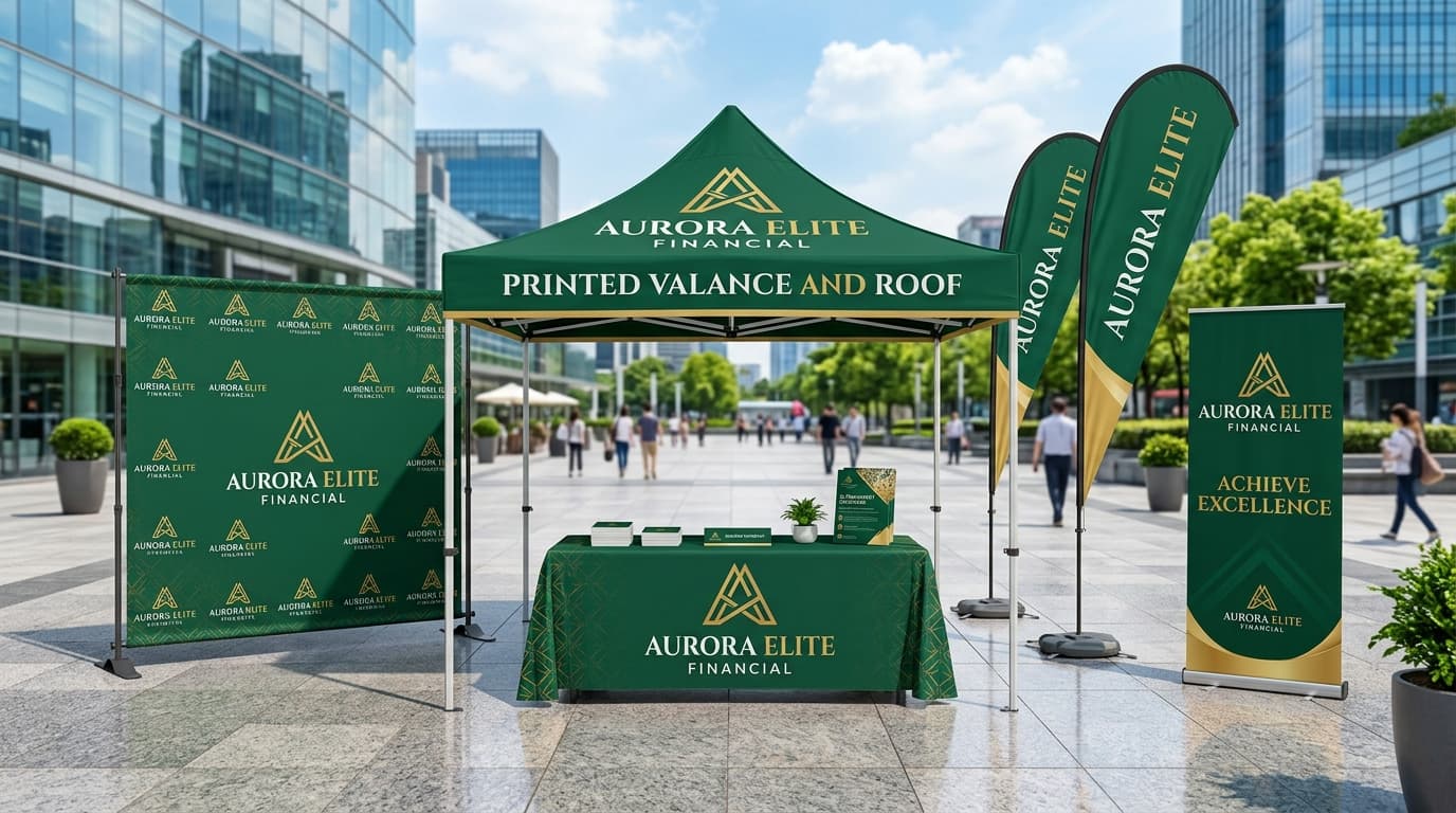 Illustrative coordinated DEMM event branding and printed materials